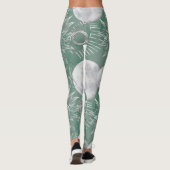 Solar Mystique | Dusty Green Silver Moon Stars Sun Leggings (Rückseite)