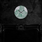 Solar Mystique | Dusty Green Silver Moon Stars Sun Runde Wanduhr