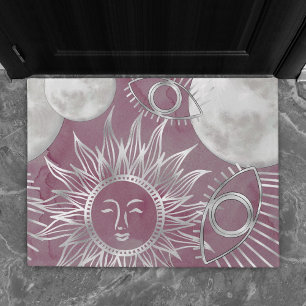 Solar Mystique Rosa Silbermondsterne Sun Eyes Fußmatte