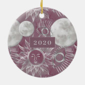 Solar Mystique | Rosa Silbermondsterne Sun Eyes Keramik Ornament (Hinten)