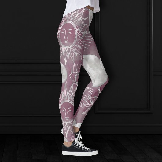 Solar Mystique | Rosa Silbermondsterne Sun Eyes Leggings