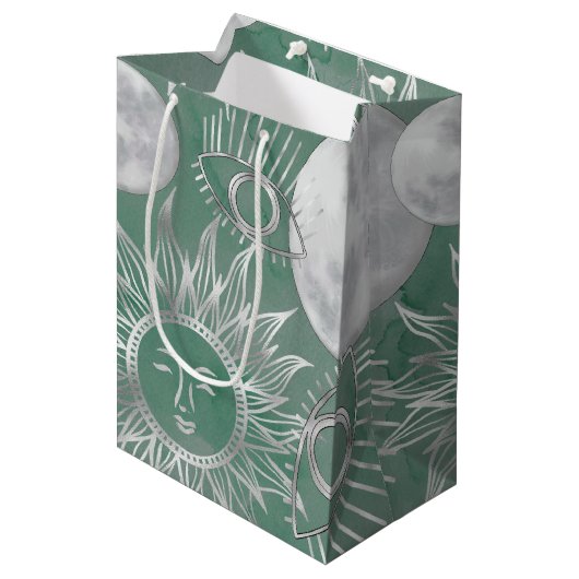 Solar Mystique | Rosa Silbermondsterne Sun Eyes Mittlere Geschenktüte (Vorderseite Schrägansicht)