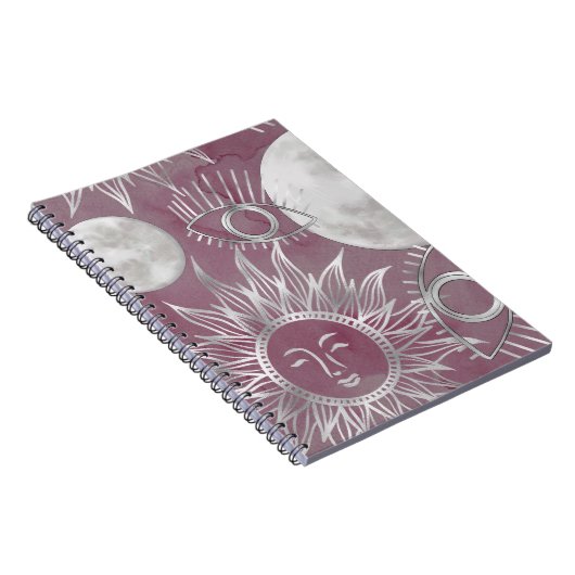 Solar Mystique | Rosa Silbermondsterne Sun Eyes Notizblock (Rechte Seite)