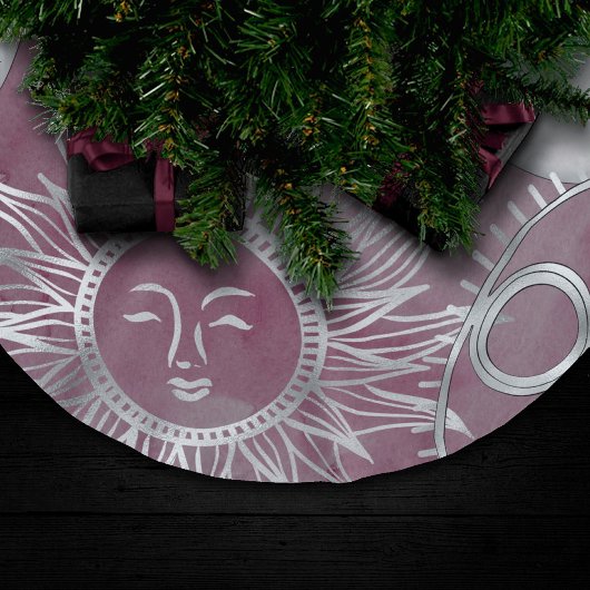 Solar Mystique | Rosa Silbermondsterne Sun Eyes Polyester Weihnachtsbaumdecke