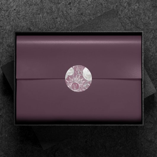 Solar Mystique | Rosa Silbermondsterne Sun Eyes Runder Aufkleber