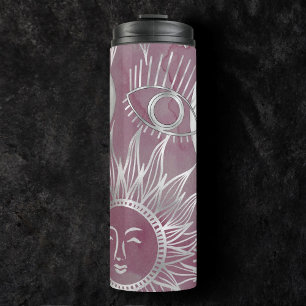 Solar Mystique   Rosa Silbermondsterne Sun Eyes Thermosbecher