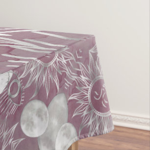 Solar Mystique   Rosa Silbermondsterne Sun Eyes Tischdecke