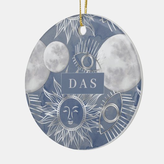 Solar Mystique | Silver Moon Stars Sun Monogram Keramik Ornament (Links)