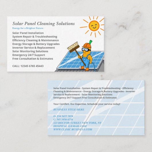 Solar Panel Cleaning Services Visitenkarte (Vorne/Hinten)