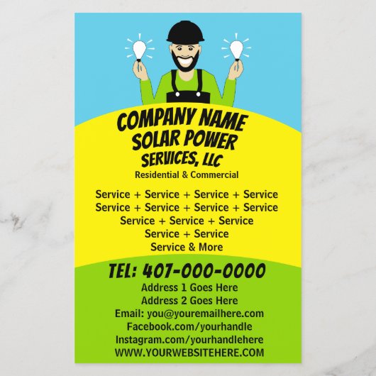 Solar Panel Light Bulb Services Company Flyer (Hinten)