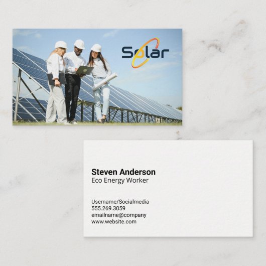 Solar Panels | Technicians Working Onsite Visitenkarte (Vorne/Hinten)
