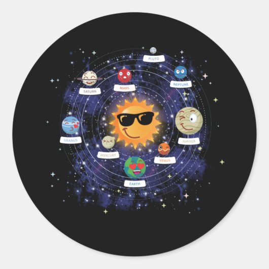Solar Planets Astronomy Space Emoji Face Runder Aufkleber (Vorderseite)
