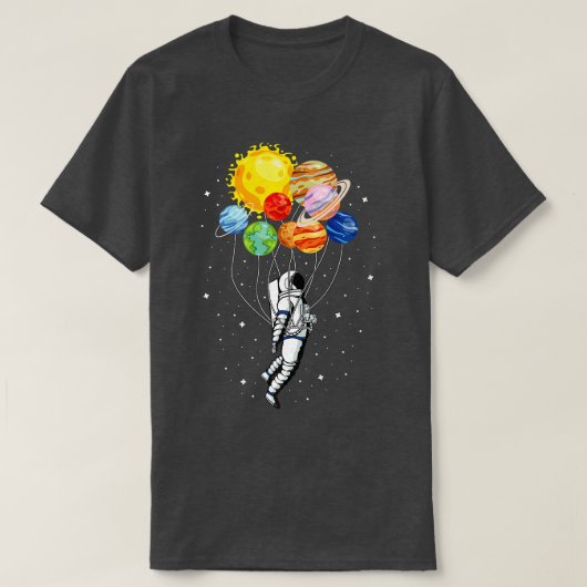 Solar Planets System Funny Space Astronaut Ballon T-Shirt (Design vorne)