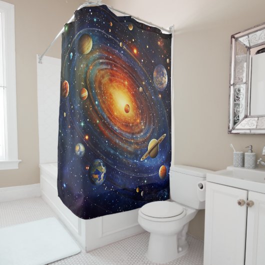 Solar System Art Shower Curtain Duschvorhang (Beispiel)