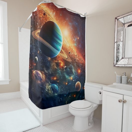 Solar System Art Shower Curtain Duschvorhang (Beispiel)