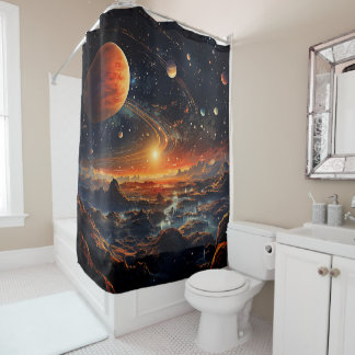 Solar System Art Shower Curtain Duschvorhang