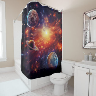 Solar System Art Shower Curtain Duschvorhang
