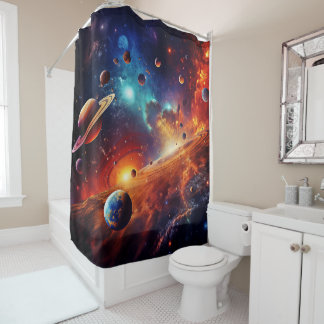 Solar System Art Shower Curtain Duschvorhang