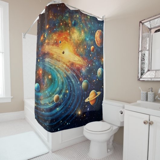 Solar System Art Shower Curtain Duschvorhang (Beispiel)