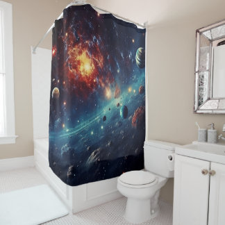 Solar System Art Shower Curtain Duschvorhang