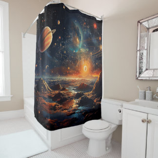 Solar System Art Shower Curtain Duschvorhang