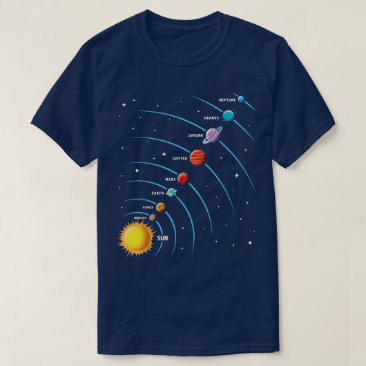 Solar System  Colorful Space Planets Educational K T-Shirt (Design vorne)