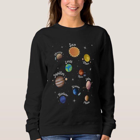 Solar System Kids Planets Outer Space Knowledge Sc Sweatshirt (Vorderseite)