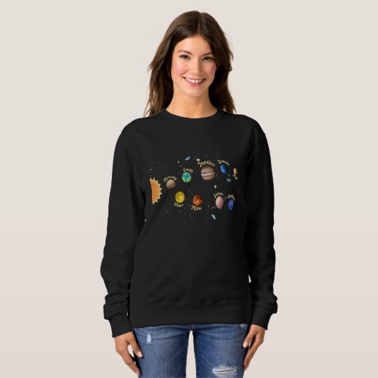Solar System Kids Planets Outer Space Knowledge Sc Sweatshirt (Vorne ganz)