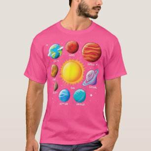 Solar System Planet Names Space Jungs Mädchen Wiss T-Shirt