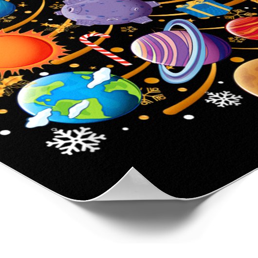 Solar System Planets Christmas Tree Astronomy Xmas Poster (Ecke)