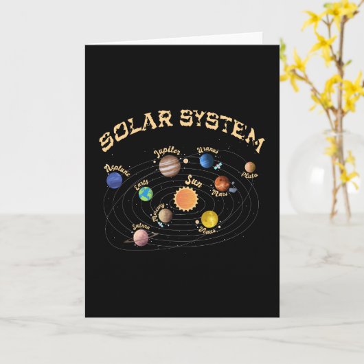 Solar System Planets Kids Knowledge Outer Space Karte (Gelbe Blume)