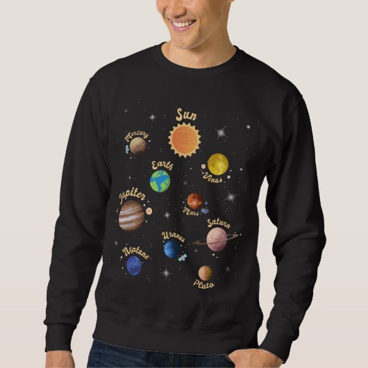 Solar System Planets Kids Knowledge Outer Space T- Sweatshirt (Vorderseite)