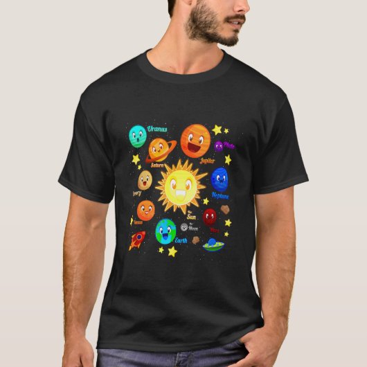 Solar System Planets Science Space Boys Girls Kids T-Shirt (Vorderseite)