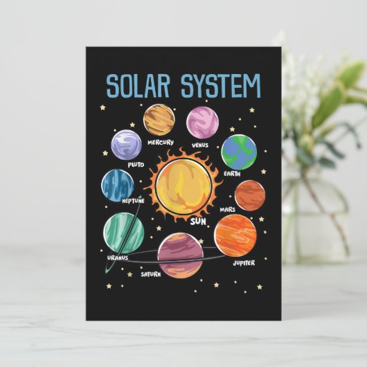 Solar System Planets Science Space Boys Girls STEM Einladung (Stehend Vorderseite)