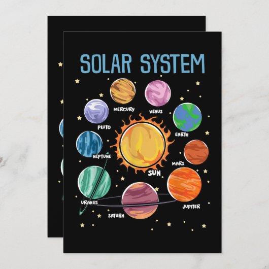 Solar System Planets Science Space Boys Girls STEM Einladung (Vorne/Hinten)