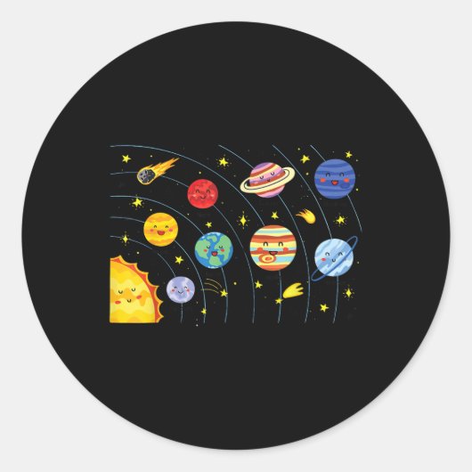 Solar System Planets Science Space Boys Girls Stem Runder Aufkleber (Vorderseite)