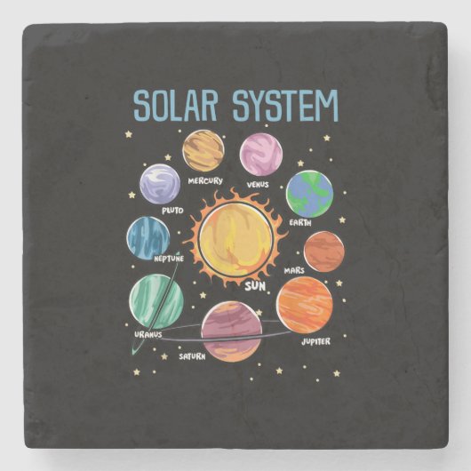 Solar System Planets Science Space Boys Girls STEM Steinuntersetzer (Vorderseite)