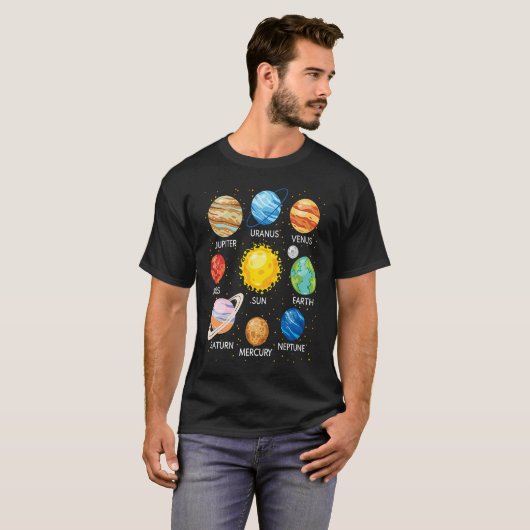 Solar System Planets Science Space Galaxy Universe T-Shirt (Vorne ganz)