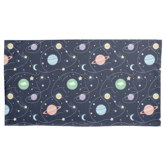 Solar System Planets Seamless Pattern Kissenbezug (Vorderseite-Links)