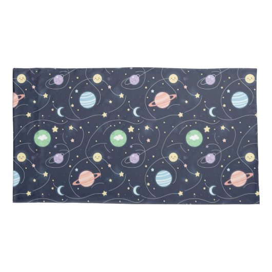 Solar System Planets Seamless Pattern Kissenbezug (Rückseite-Links)