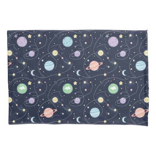 Solar System Planets Seamless Pattern Kissenbezug (Vorderseite)