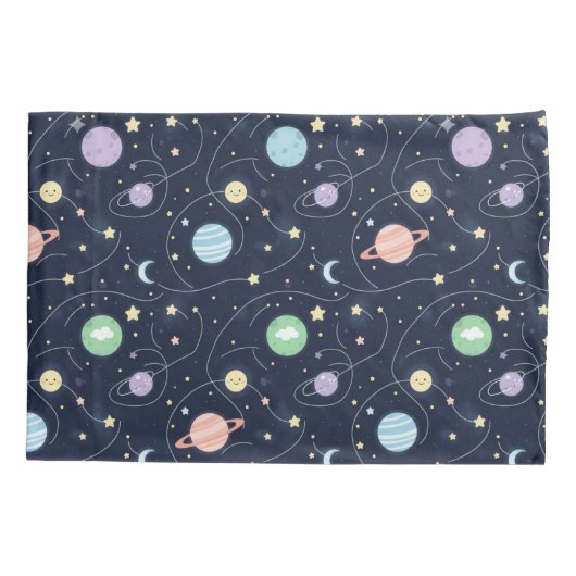 Solar System Planets Seamless Pattern Kissenbezug (Rückseite-Links)
