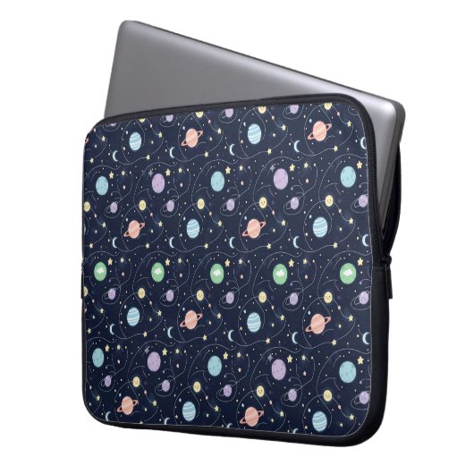 Solar System Planets Seamless Pattern Laptopschutzhülle (Vorderseite Links)