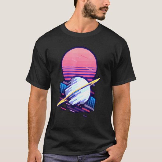 Solar System Retro Saturn Space Planets Science Va T-Shirt (Vorderseite)
