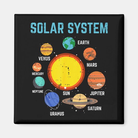 Solar System Sun Planets Galaxy Astronomy Men Wome Magnet (Vorne)