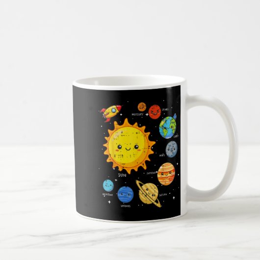 Solar System Sun Planets Rocket Space Galaxy Kids Kaffeetasse (Rechts)
