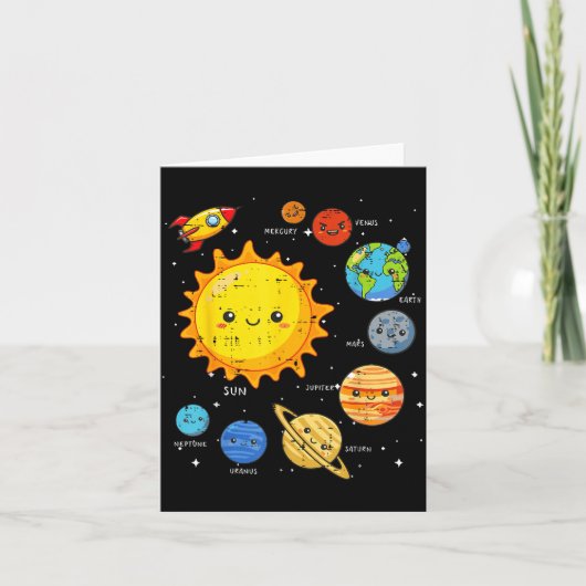 Solar System Sun Planets Rocket Space Galaxy Kids Karte (Vorderseite)