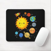 Solar System Sun Planets Rocket Space Galaxy Kids Mousepad (Mit Mouse)
