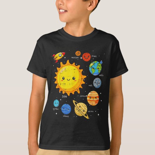 Solar System Sun Planets Rocket Space Galaxy Kids T-Shirt (Vorderseite)