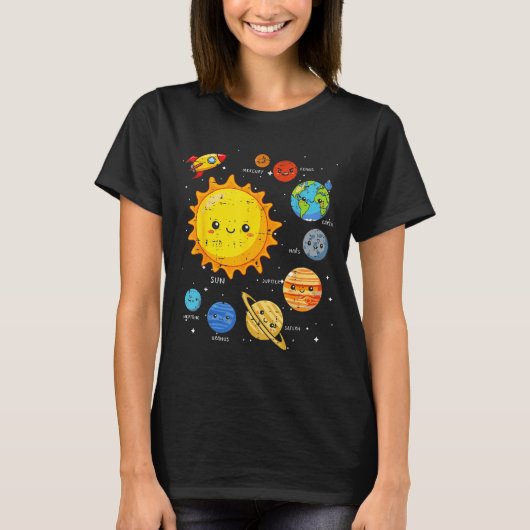 Solar System Sun Planets Rocket Space Galaxy Kids T-Shirt (Vorderseite)
